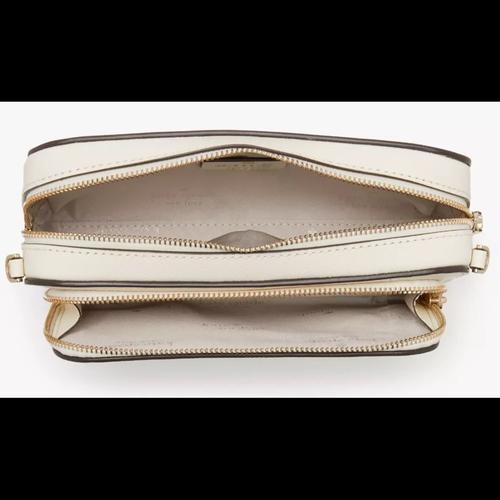 NWOT Kate Spade Stacie Dual Zip Crossbody Bag White Leather Meringue Purse🤍 - Picture 4 of 5